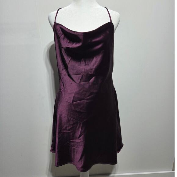 Le Lis Dresses & Skirts - Le Lis Purple Satin Cowl Neck Mini Dress Size Large NWOT